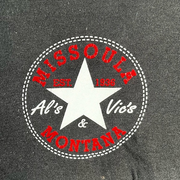 Vintage Al’s and Vic’s Bar in Missoula Montana T Shirt All Star Black White Top - Picture 10 of 12